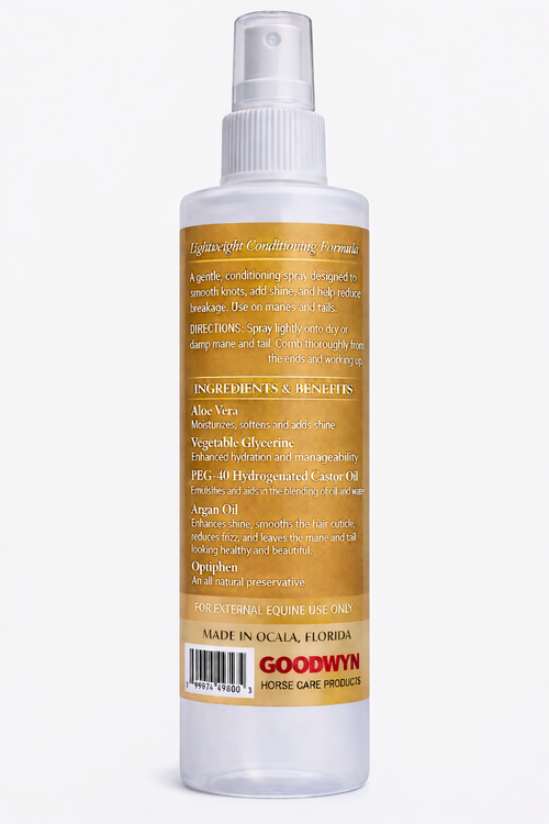   horse detangler, mane and tail detangler, horse mane conditioner, horse shine